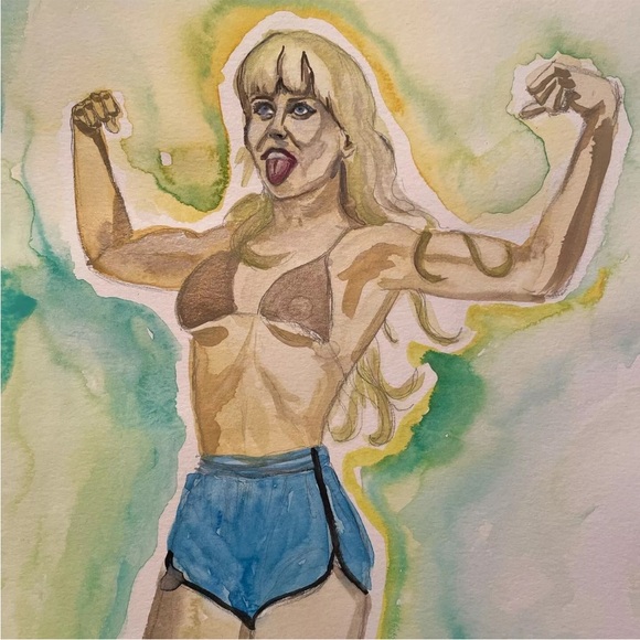 Amyl And The Sniffers Amy Taylor Watercolor Art 12 x 9 Inches Canson Paper - Picture 3 of 7